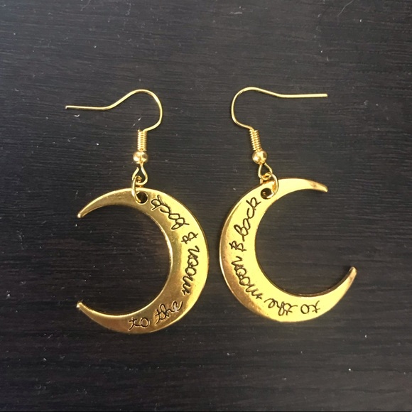 Gold Crescent Earrings - Picture 1 of 4